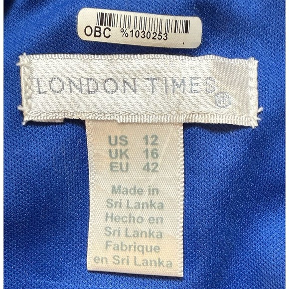 London Times Blue and Orange Patterned Midi Dress - Picture 2 of 7